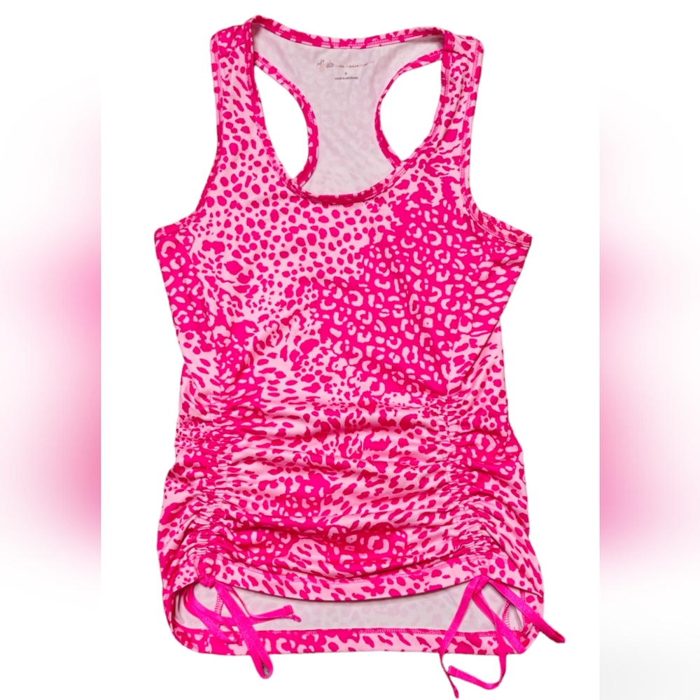 Sofia Vergara Active Pink & Barbie Pink Leopard Workout Top